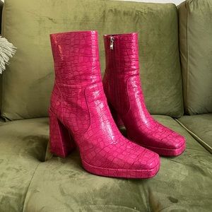 Nasty gal pink faux leather boots